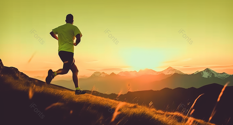 夕阳日落山顶风景跑步的男人,高清,摄影图,摄影图片,图片大全,摄影图免费下载